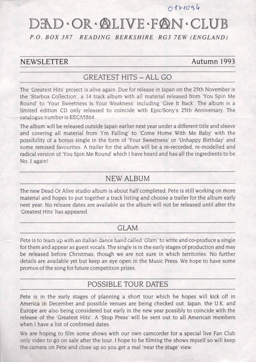 25) Newsletter autumn 93 Page 1